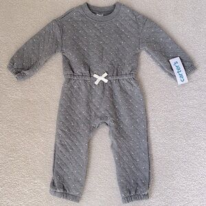 Carter's Gray Quilted Jumpsuit with White Bow